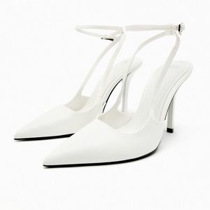Zara White Slingback Heels